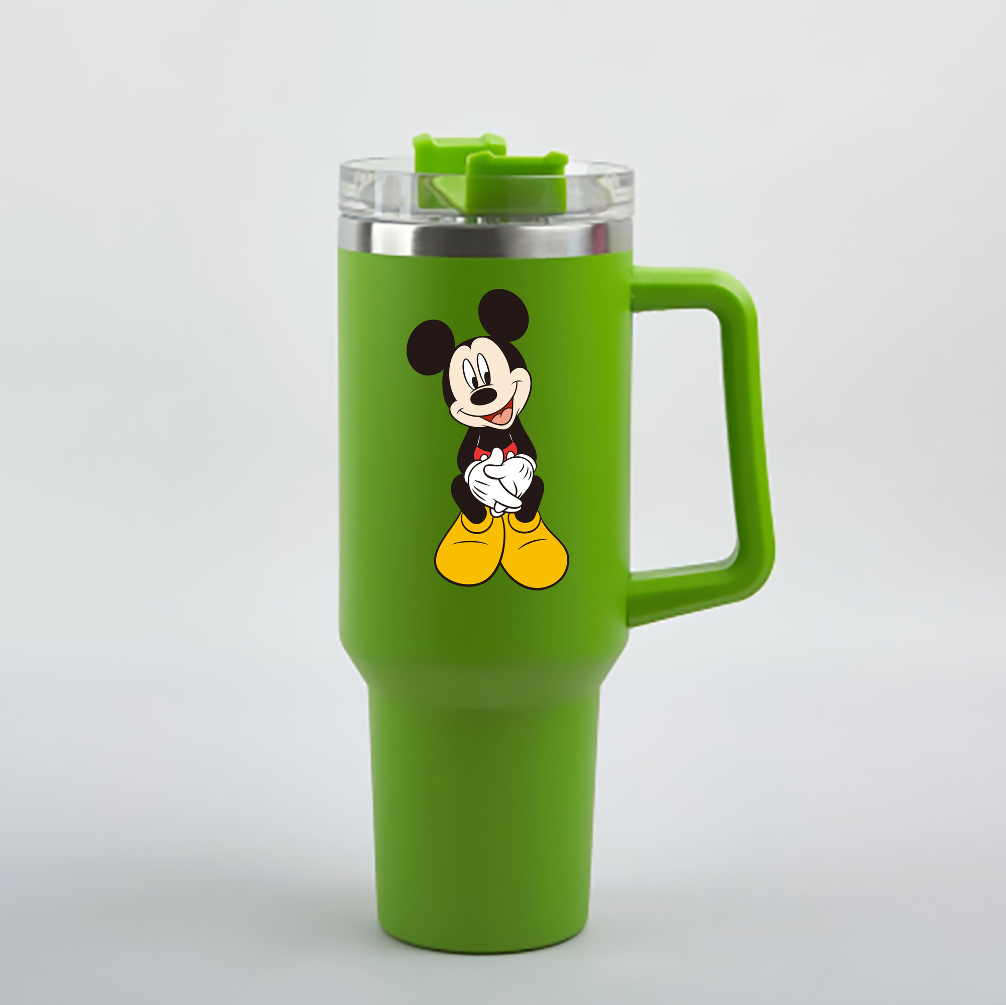 ミッキーマウス Mickey Mouse 1200mL車用タンブラー - クリスタルステッカー（プラスチックストロー付き）